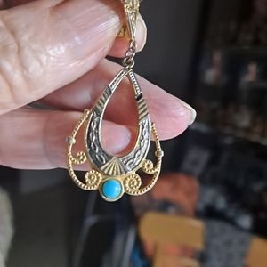 Demascene Dangle Pierced Earrings French clip